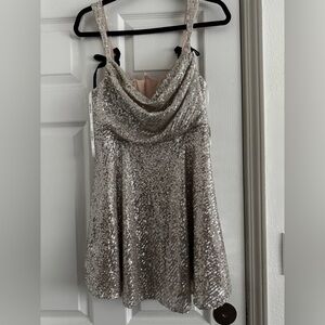 For Love and Lemons Candice Silver Mini Dress XL